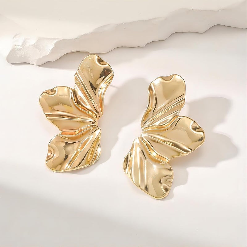 EXPHAIN Irregular Petal Earring For Women Stainless Steel Unique Statement Flower Dangle Earrings Trendy Jewelry Gift - Image 2